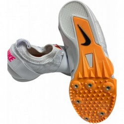 Chaussures d'athlétisme à crampons Nike Zoom PV Elite Pole Vault pour homme Blanc/Orange laser/Hyper rose/Noir AA1204-101