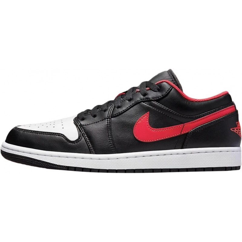 Baskets Air Jordan 1 Low pour homme, noir/rouge feu-blanc