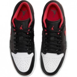 Baskets Air Jordan 1 Low pour homme, noir/rouge feu-blanc