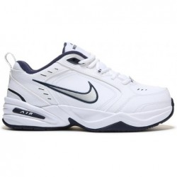 Chaussures de marche Nike Air Monarch IV pour homme, blanc/argent métallique/bleu marine