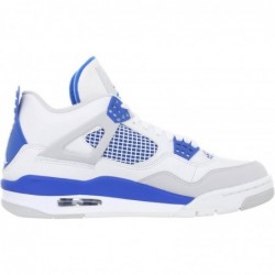 Nike Air Jordan 4 308497 105 Blanc Bleu Militaire Basket-Ball Gym Chaussure pour Homme (Blanc Bleu Militaire)